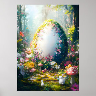 Happy Easter Egg Forest Fantasy Poster