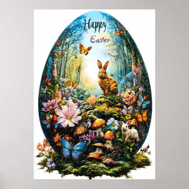 Happy Easter Egg Forest Nature Poster (Front)