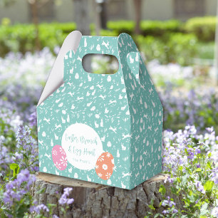 Happy Easter egg hunt turquoise hand draw Favor Box