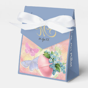 Happy Easter Egg Monogram Watercolor Blue Custom Favor Box