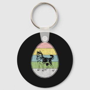 Happy Easter Egg Siberian Husky Dog Graphic Funny Keychain