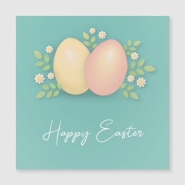 Happy Easter eggs and flowers soft blue  (Front)