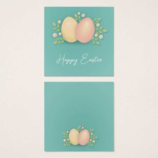 Happy Easter eggs and flowers soft blue, pink  (Front & Back)