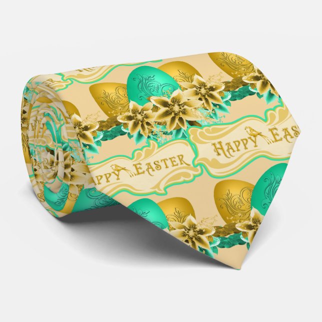 Happy Easter Eggs And Flowers Tie (Rolled)