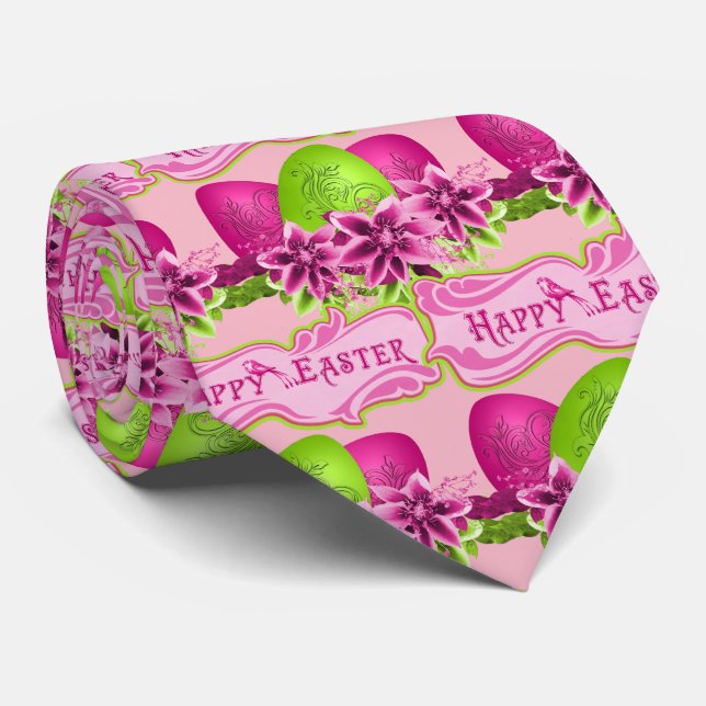 Happy Easter Eggs And Flowers Tie (Rolled)