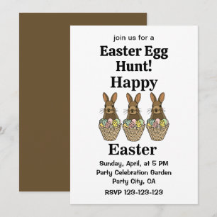 Happy Easter Eggs Basket Bunny Happy Easter Invitation