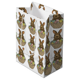 Happy Easter Eggs Basket Bunny Happy Easter Medium Gift Bag