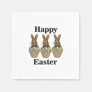 Happy Easter Eggs Basket Bunny Happy Easter Party Napkin
