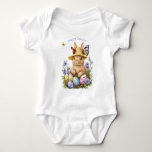 Happy Easter Eggs Bunny Butterflies Baby Bodysuit
