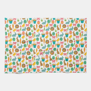 Happy Easter Eggs Bunny Chicks Patten  Kitchen Towel
