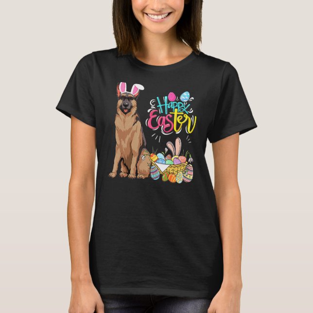Happy Easter Eggs Bunny Dog German Shepherd Boys G T-Shirt (Front)