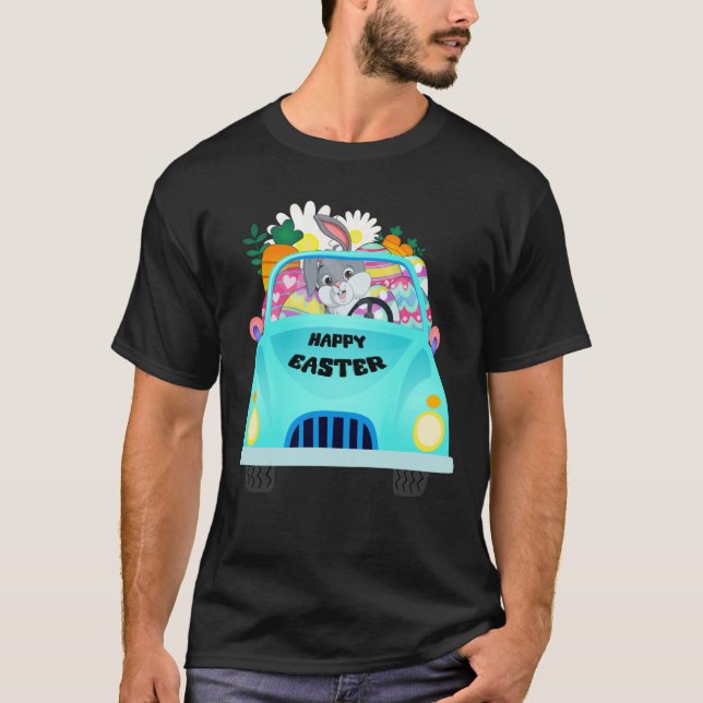 Happy Easter Eggs Bunny Truck Men T-Shirt (Front)