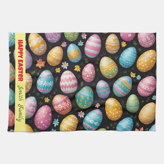 Happy Easter Eggs Collection Kitchen Towel (Horizontal)