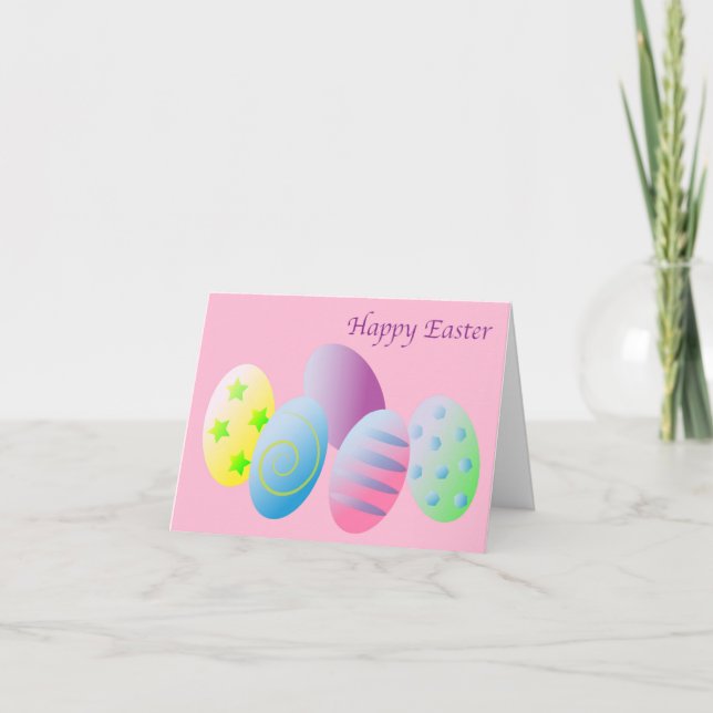 Happy Easter Eggs Customizable Inside Blessing Holiday Card (Front)