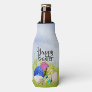 Happy Easter Eggs Floral Photography Bottle Cooler
