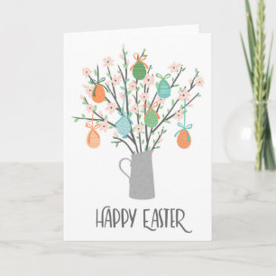 Happy Easter Eggs Floral Trees Holidays Card