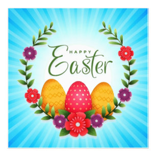 Happy Easter Eggs Flowers-23798 Photo Print