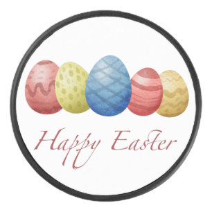 Happy Easter eggs Hockey Puck