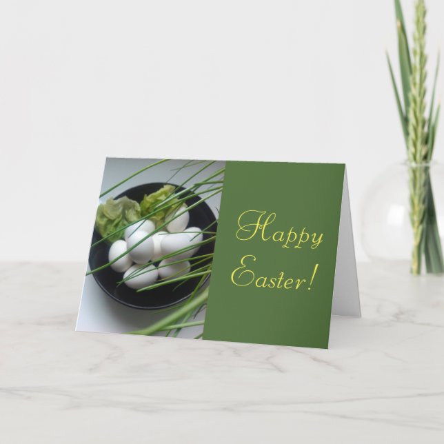 Happy Easter Eggs in Bowl, Greeting Card (Front)