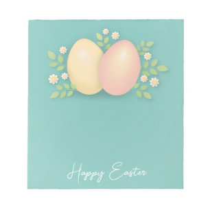 Happy Easter eggs in soft blue Notepad