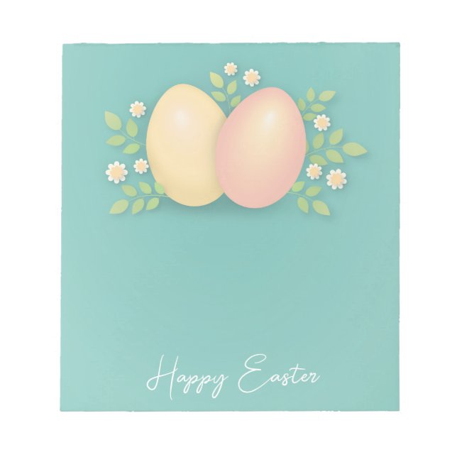 Happy Easter eggs in soft blue Notepad (Front)