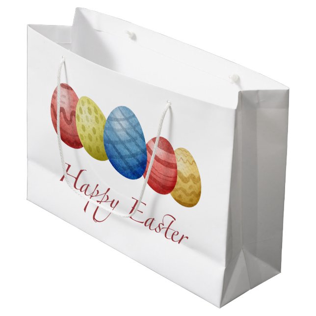 Happy Easter eggs Large Gift Bag (Front Angled)