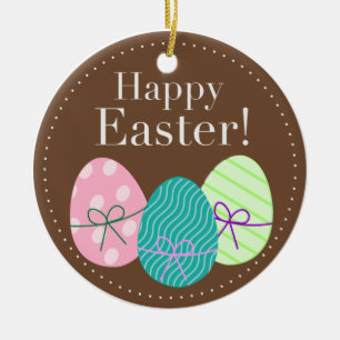 Happy Easter Eggs Ornament Round