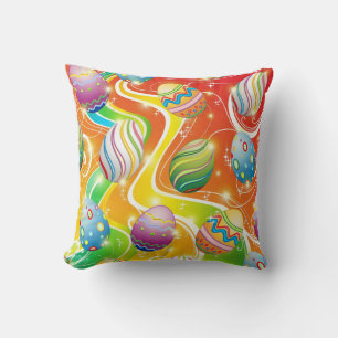 Happy Easter Eggs Ornamental Design Throw Pillow