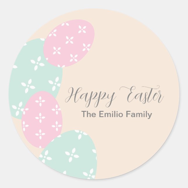 Happy Easter Eggs Pastel Birthday  Classic Round Sticker (Front)