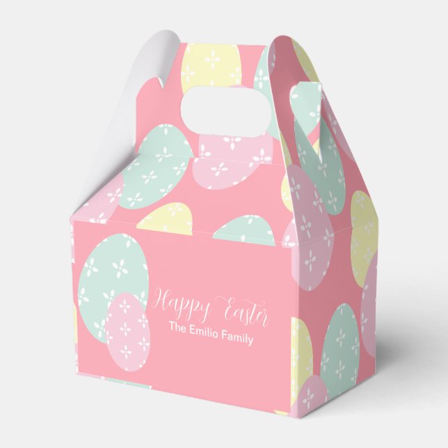 Happy Easter Eggs Pastel Event Birthday Favor Box (Front Side)