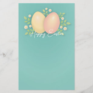 Happy Easter eggs pastel floral spring design Stationery
