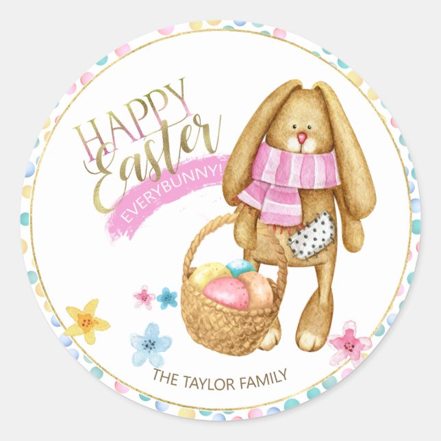 Happy Easter Everybunny ID640 Classic Round Sticker (Front)