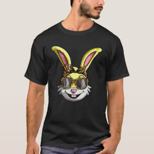 Happy Easter Face Bunny  Girl, Leopard Easter Day  T-Shirt