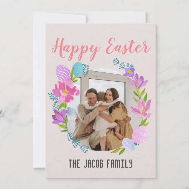  Happy Easter family,easter bunny family one photo Holiday Card (Front)