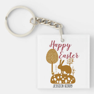  Happy Easter family, easter bunny, personalize  Keychain