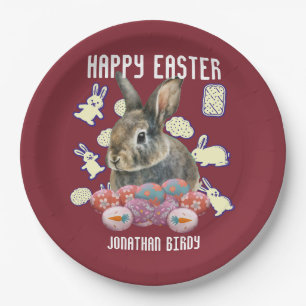 Happy Easter family, easter bunny, personalize Paper Plate