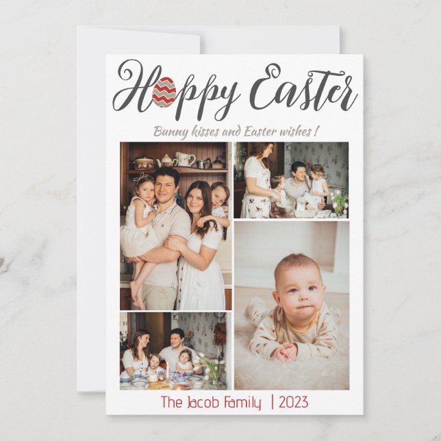 Happy Easter family, easter four photo collage  Holiday Card (Front)