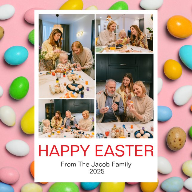 Happy Easter family, easter four photo collage  Holiday Card (Creator Uploaded)