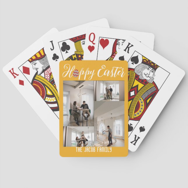 Happy Easter family, easter four photo collage  Playing Cards (Back)