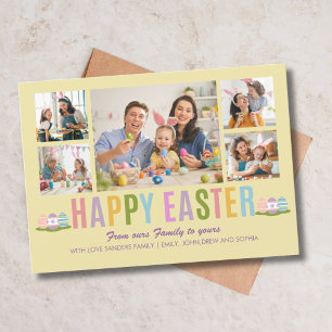 Happy Easter Family Photo Collage Yellow Invitation