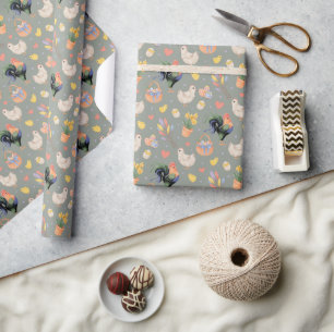 Happy Easter Family (Spanish Grey) Wrapping Paper