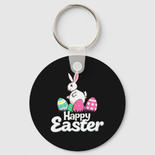 Happy Easter Fat Bunny Easter Outfit Egg Nest Flow Keychain