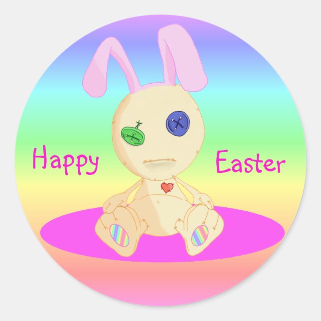 Happy Easter feat Lil Cushy Classic Round Sticker (Front)