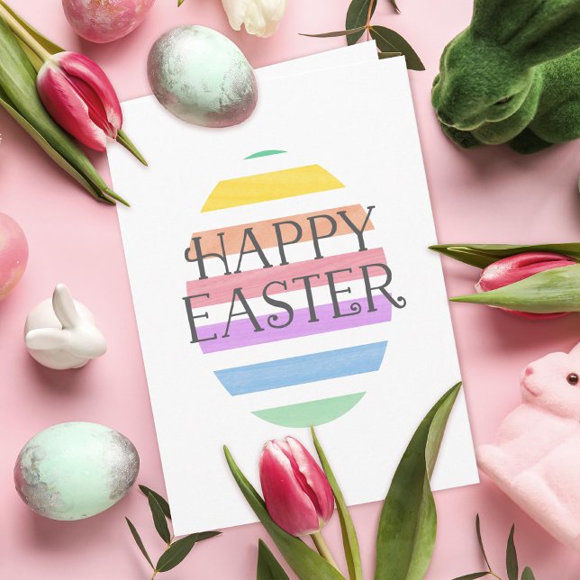 Happy Easter Festive Pastel Easter Egg Greeting Holiday Card (Creator Uploaded)