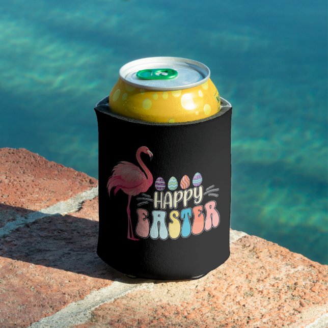 Happy Easter Flamingo Bunny Egg Basket Can Cooler (In Situ Pool)