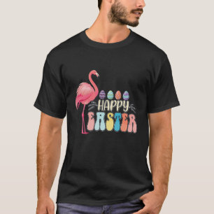 Happy Easter Flamingo Bunny Egg Basket T-Shirt