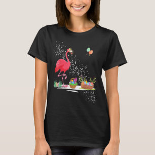 Happy Easter Flamingo With Easter Basket Egg Hunt T-Shirt