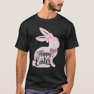 Happy Easter Floral Bunny Coquette Bow Aesthetic G T-Shirt