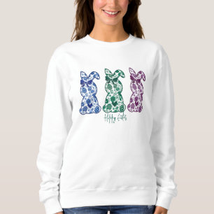 Happy Easter Floral Bunny Floral Easter Bunny Sweatshirt