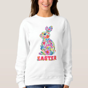 Happy Easter Floral Bunny Floral Easter Bunny Sweatshirt